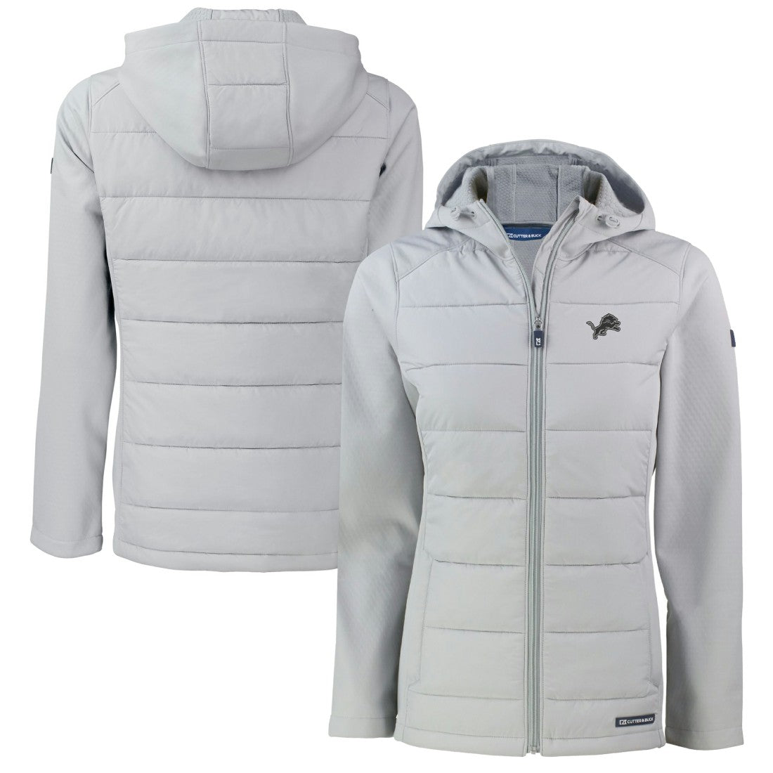 Cutter & Buck Women's Evoke Hybrid Eco Softshell Recycled Full-Zip Hoodie Jacket - Detroit Lions