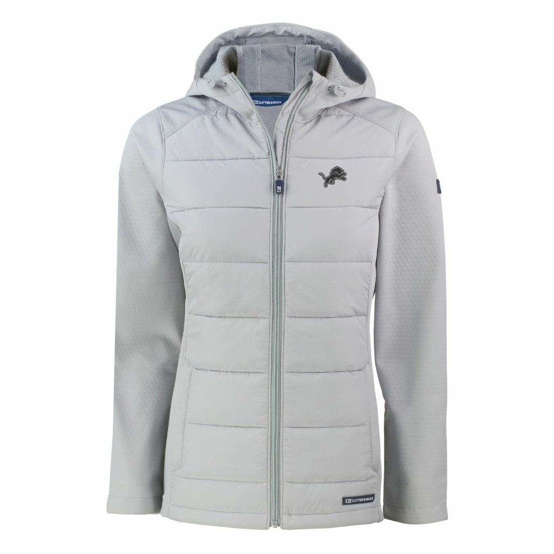 Cutter & Buck Women's Evoke Hybrid Eco Softshell Recycled Full-Zip Hoodie Jacket - Detroit Lions