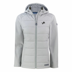 Cutter & Buck Women's Evoke Hybrid Eco Softshell Recycled Full-Zip Hoodie Jacket - Detroit Lions