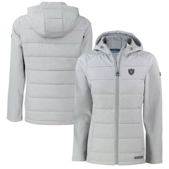 Cutter & Buck Women's Evoke Hybrid Eco Softshell Recycled Full-Zip Hoodie Jacket - Las Vegas Raiders