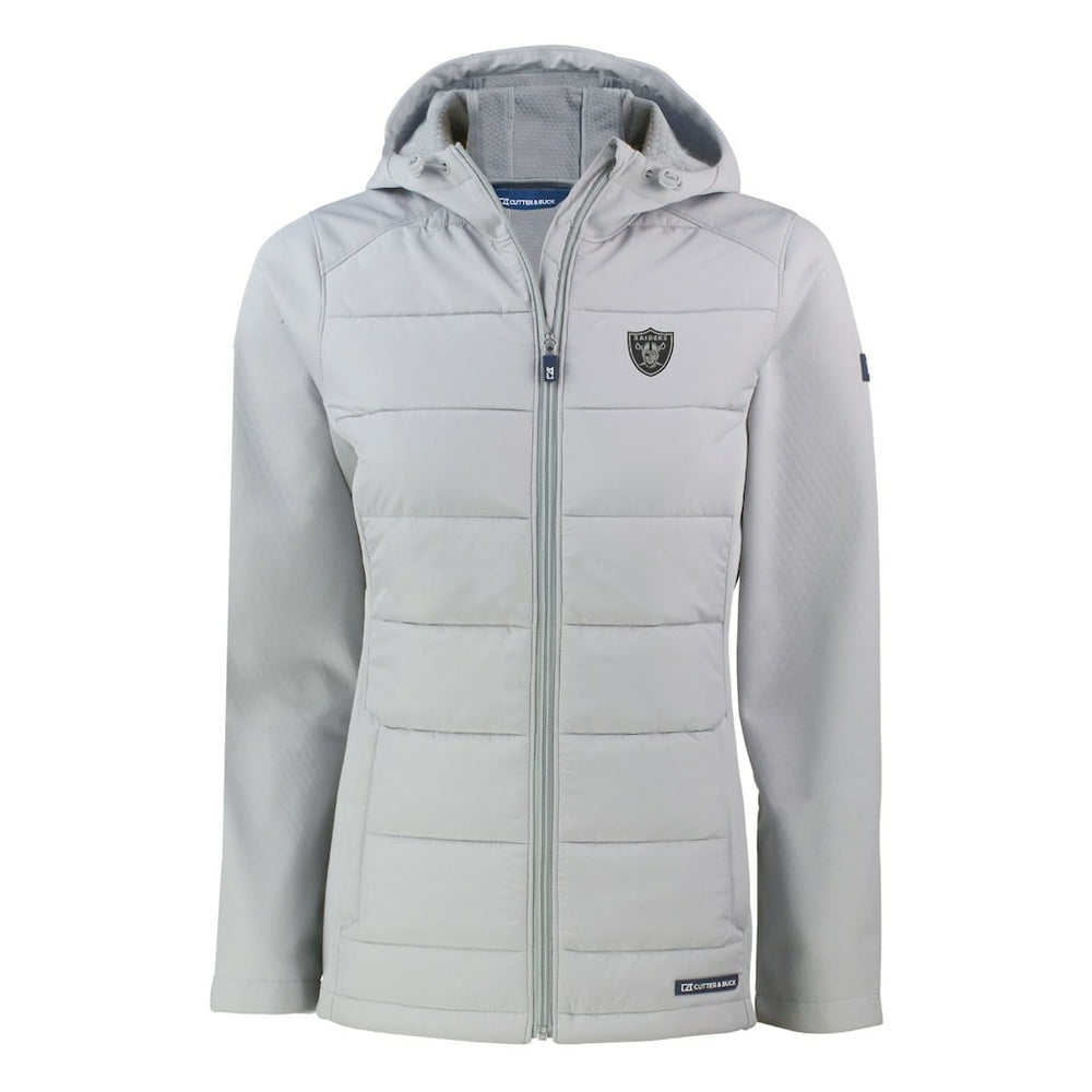 Cutter & Buck Women's Evoke Hybrid Eco Softshell Recycled Full-Zip Hoodie Jacket - Las Vegas Raiders