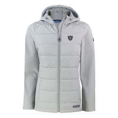 Cutter & Buck Women's Evoke Hybrid Eco Softshell Recycled Full-Zip Hoodie Jacket - Las Vegas Raiders