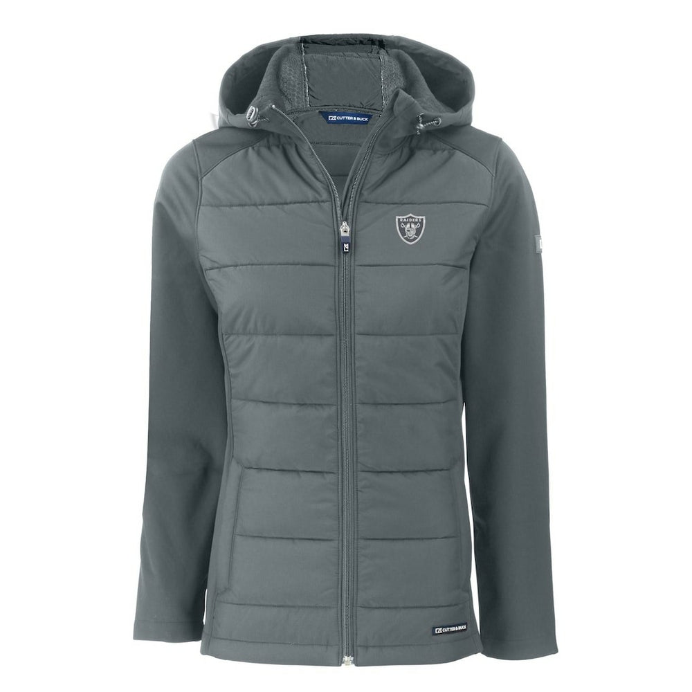 Cutter & Buck Women's Evoke Hybrid Eco Softshell Recycled Full-Zip Hoodie Jacket - Las Vegas Raiders