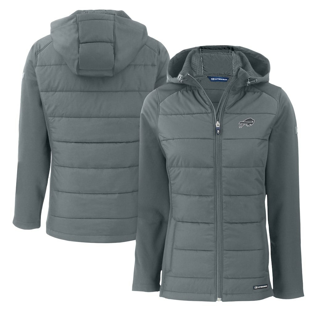 Cutter & Buck Women's Evoke Hybrid Eco Softshell Recycled Full-Zip Hoodie Jacket - Buffalo Bills