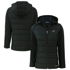 Cutter & Buck Women's Evoke Hybrid Eco Softshell Recycled Full-Zip Hoodie Jacket - Carolina Panthers