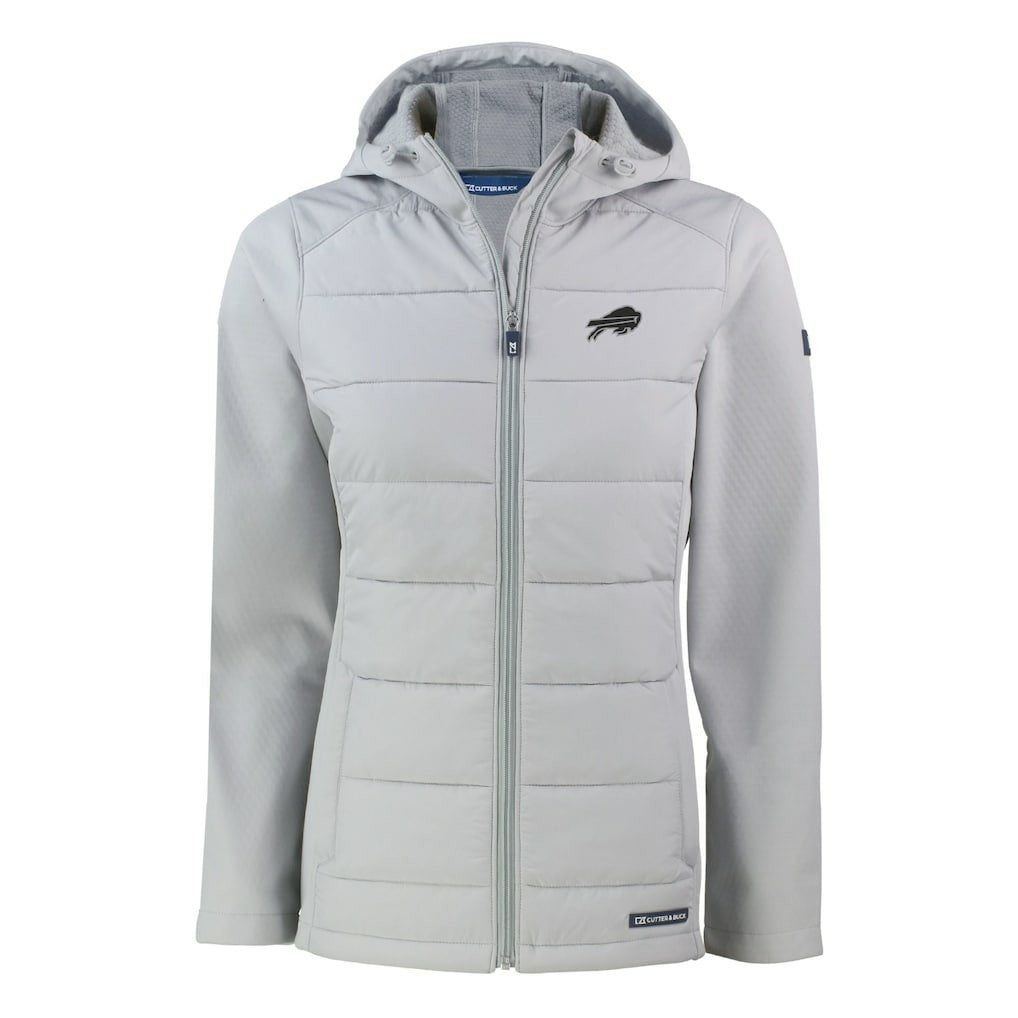 Cutter & Buck Women's Evoke Hybrid Eco Softshell Recycled Full-Zip Hoodie Jacket - Buffalo Bills