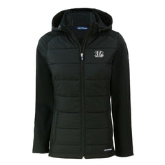 Cutter & Buck Women's Evoke Hybrid Eco Softshell Recycled Full-Zip Hoodie Jacket - Cincinnati Bengals