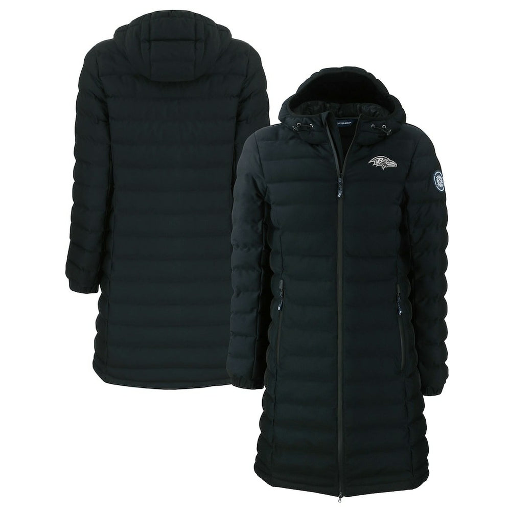 Cutter & Buck Women's Mission Ridge Repreve Eco Insulated Full-Zip Hoodie Long Puffer Jacket - Baltimore Ravens
