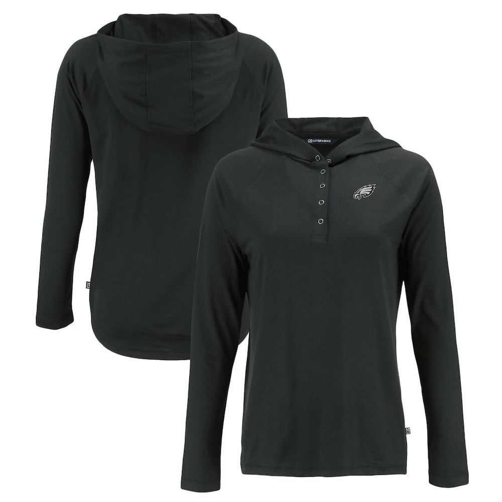 Cutter & Buck Women's Coastline Epic Comfort Eco Recycled Long Sleeve Hoodie T-Shirt - Philadelphia Eagles