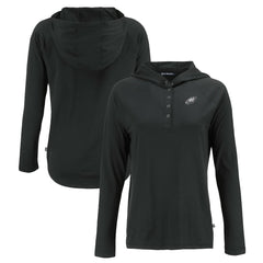 Cutter & Buck Women's Coastline Epic Comfort Eco Recycled Long Sleeve Hoodie T-Shirt - Philadelphia Eagles