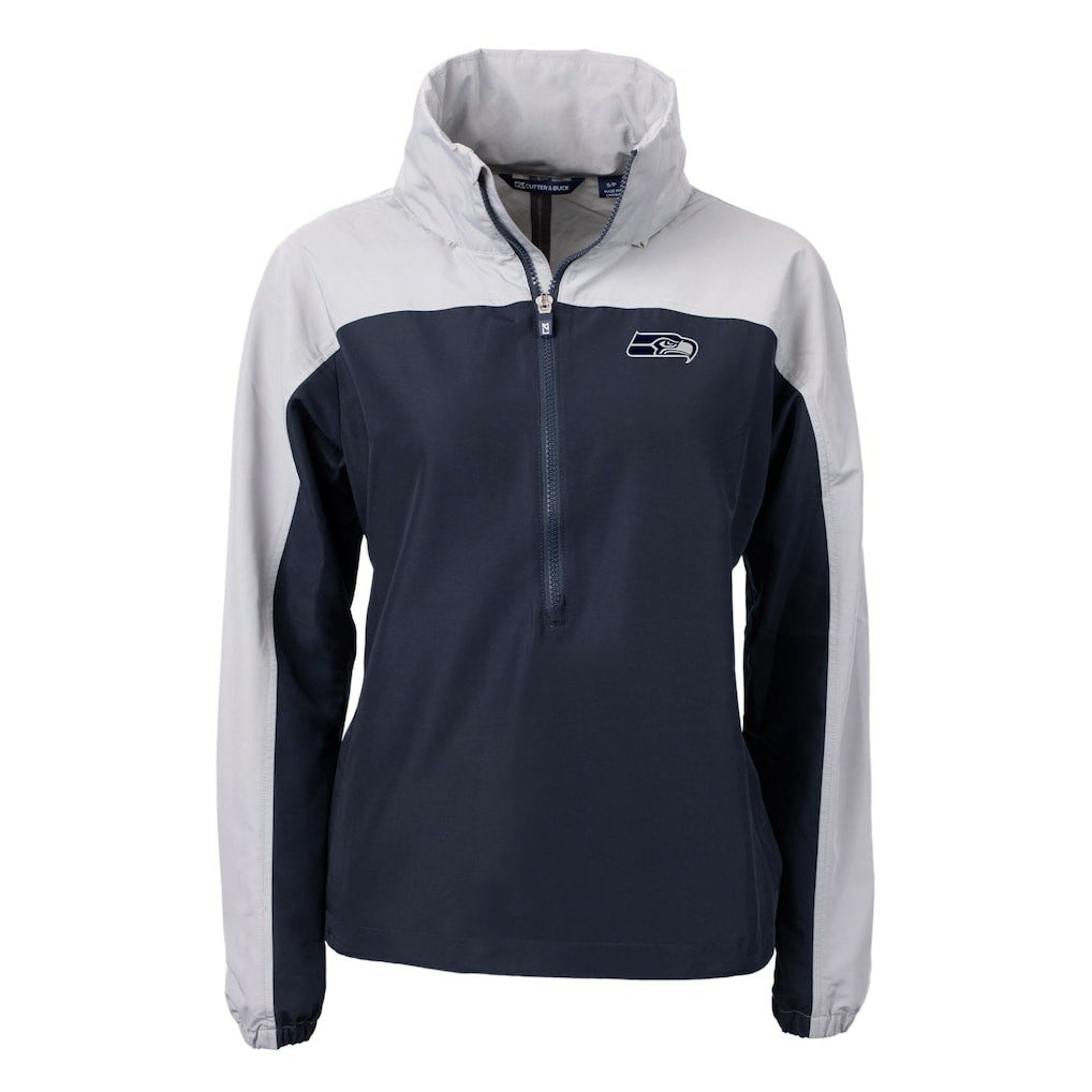 Cutter & Buck Women's Charter Eco Recycled Half-Zip Hoodie Anorak Jacket - Seattle Seahawks