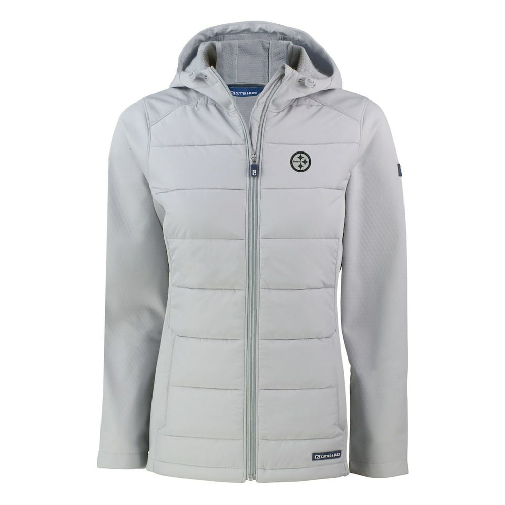 Cutter & Buck Women's Evoke Hybrid Eco Softshell Recycled Full-Zip Hoodie Jacket - Pittsburgh Steelers