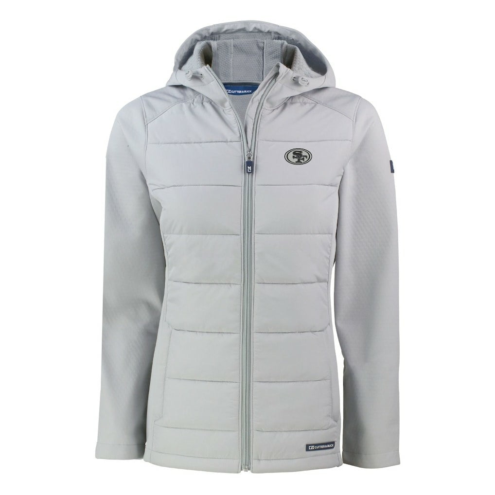 Cutter & Buck Women's Evoke Hybrid Eco Softshell Recycled Full-Zip Hoodie Jacket - San Francisco 49ers