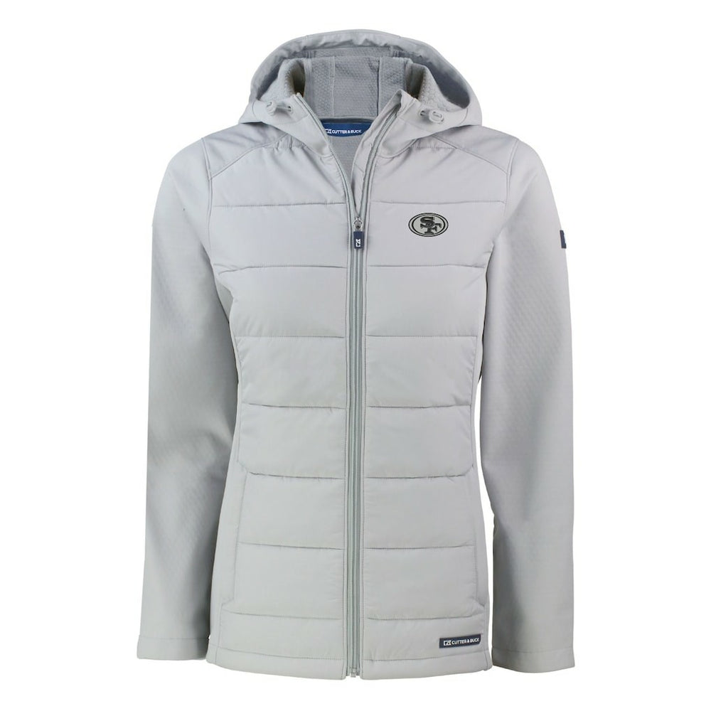 Cutter & Buck Women's Evoke Hybrid Eco Softshell Recycled Full-Zip Hoodie Jacket - San Francisco 49ers