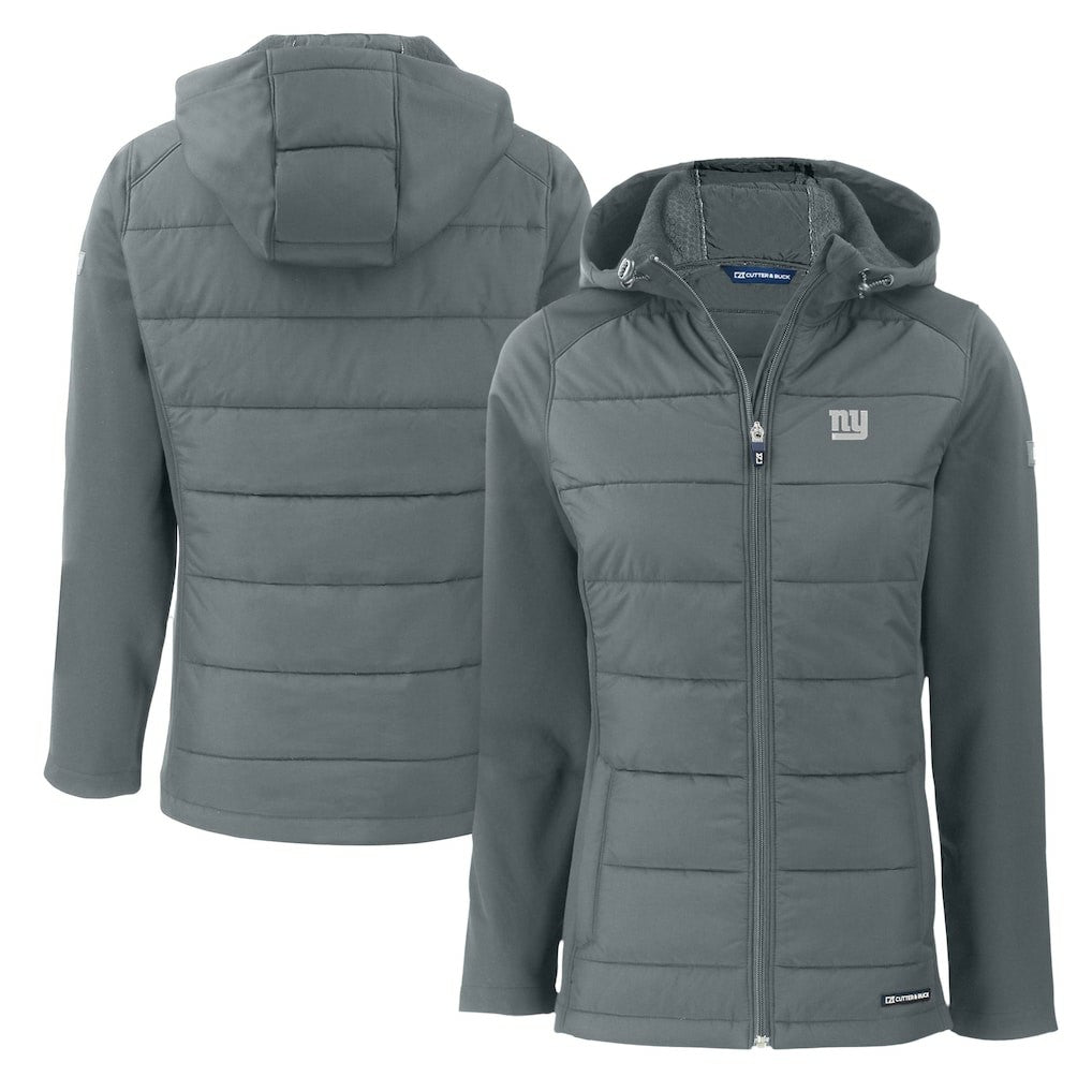 Cutter & Buck Women's Evoke Hybrid Eco Softshell Recycled Full-Zip Hoodie Jacket - New York Giants