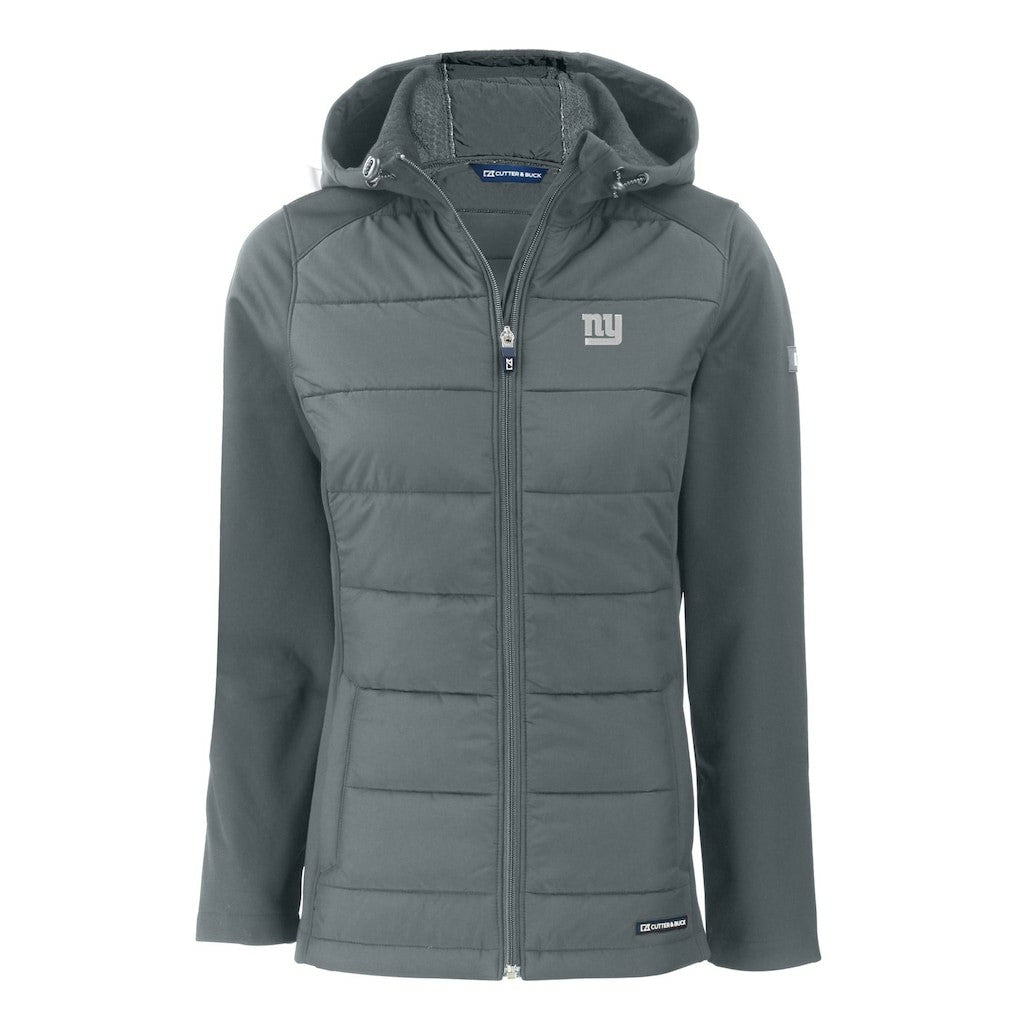 Cutter & Buck Women's Evoke Hybrid Eco Softshell Recycled Full-Zip Hoodie Jacket - New York Giants