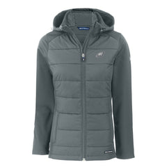 Cutter & Buck Women's Evoke Hybrid Eco Softshell Recycled Full-Zip Hoodie Jacket - Philadelphia Eagles