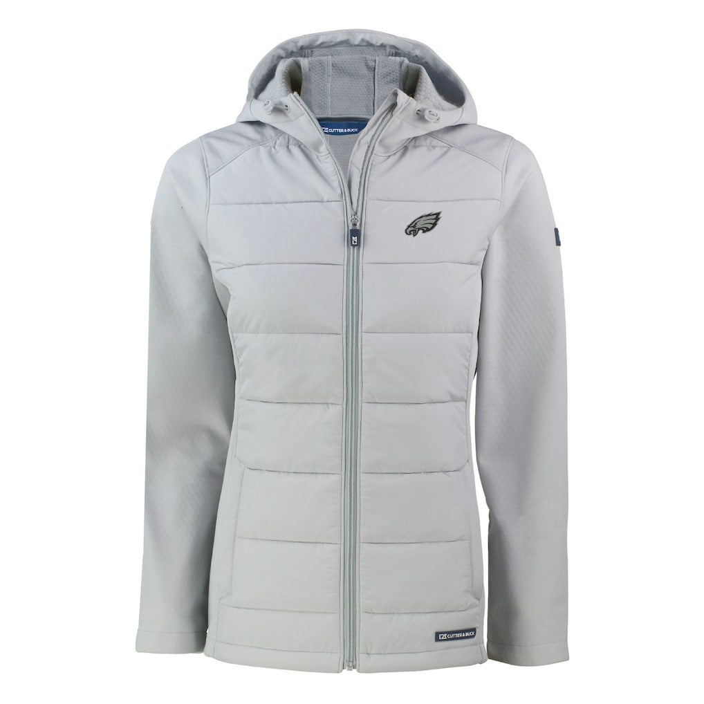 Cutter & Buck Women's Evoke Hybrid Eco Softshell Recycled Full-Zip Hoodie Jacket - Philadelphia Eagles