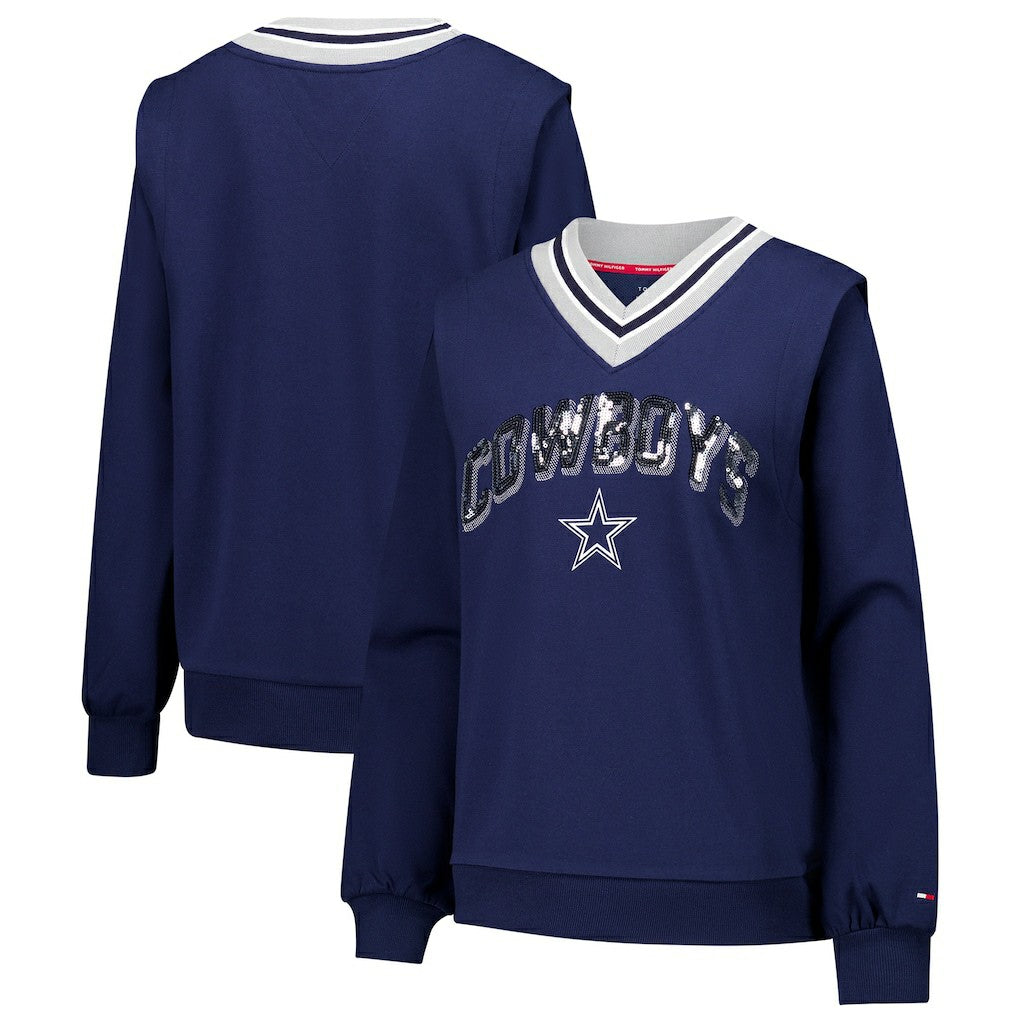 Tommy Hilfiger Women's Alice V-Neck Pullover Sweatshirt - Dallas Cowboys