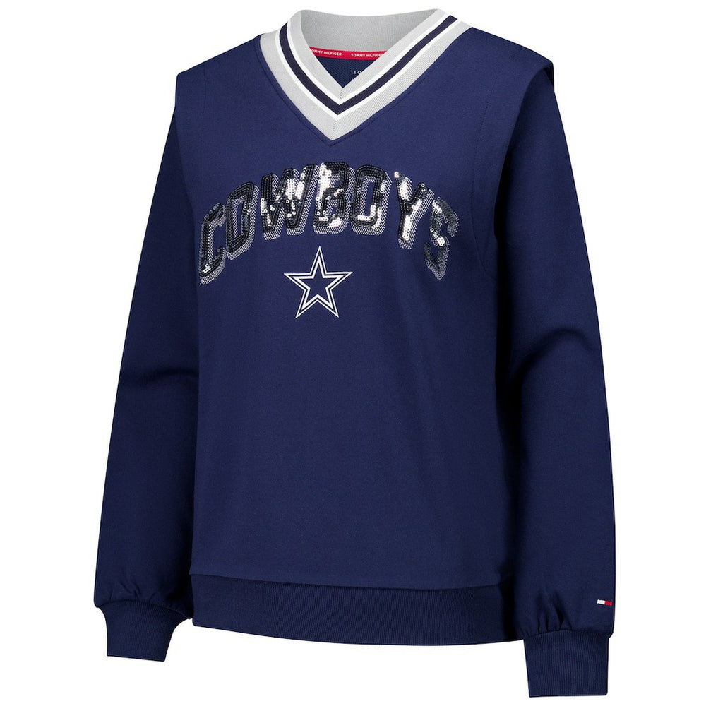 Tommy Hilfiger Women's Alice V-Neck Pullover Sweatshirt - Dallas Cowboys