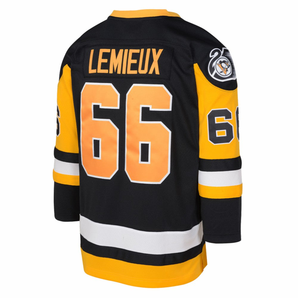 NHL Black Mario Lemieux Pittsburgh Penguins Mitchell & Ness Youth 1991/92 Captain Patch Power Play Player Jersey