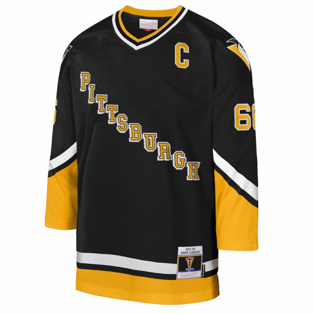 NHL Black Mario Lemieux Pittsburgh Penguins Mitchell & Ness Youth 1992/93 Captain Patch Power Play Player Jersey