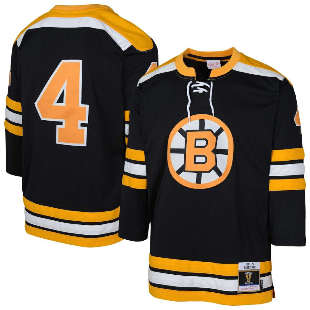 NHL Black Bobby Orr Boston Bruins Mitchell & Ness Youth  Power Play Player Jersey