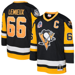 NHL Black Mario Lemieux Pittsburgh Penguins Mitchell & Ness Preschool 1991/92 Blue Line 2.0 Player Jersey