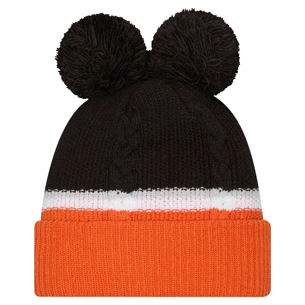 Women's Double Bubble Cuffed Knit Hat with Poms - Cincinnati Bengals