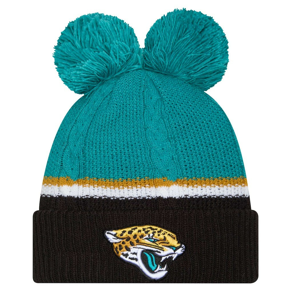 Women's Double Bubble Cuffed Knit Hat with Poms - Jacksonville Jaguars