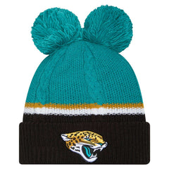 Women's Double Bubble Cuffed Knit Hat with Poms - Jacksonville Jaguars