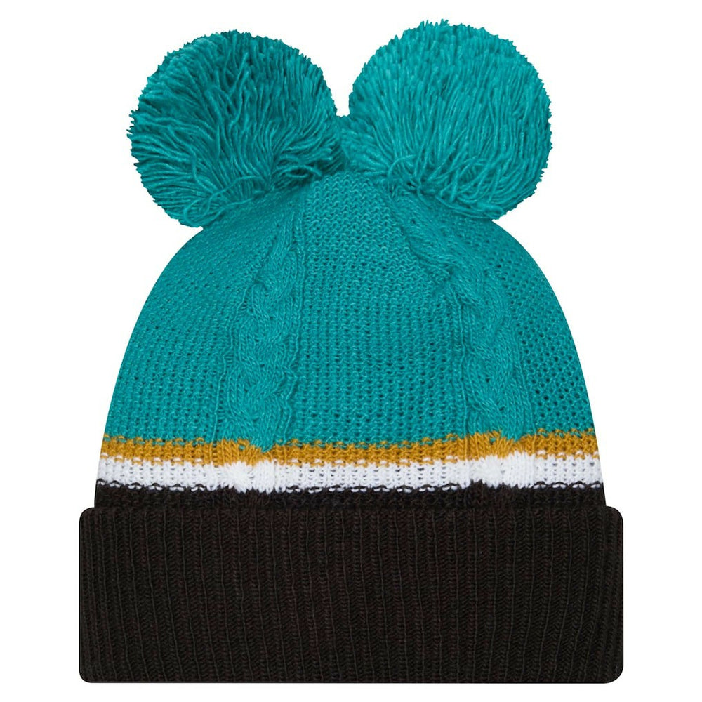 Women's Double Bubble Cuffed Knit Hat with Poms - Jacksonville Jaguars
