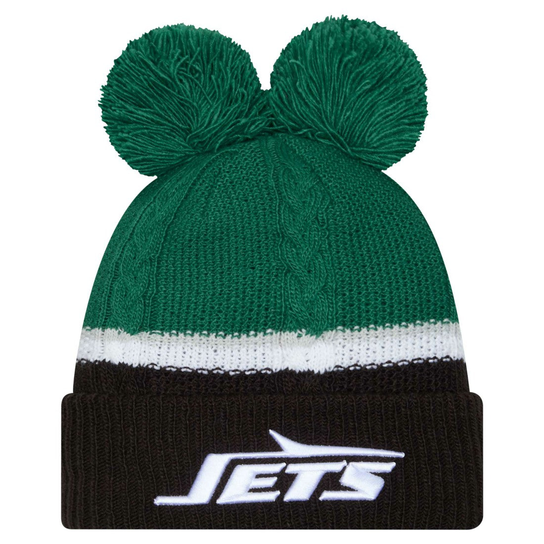Women's Double Bubble Cuffed Knit Hat with Poms - New York Jets