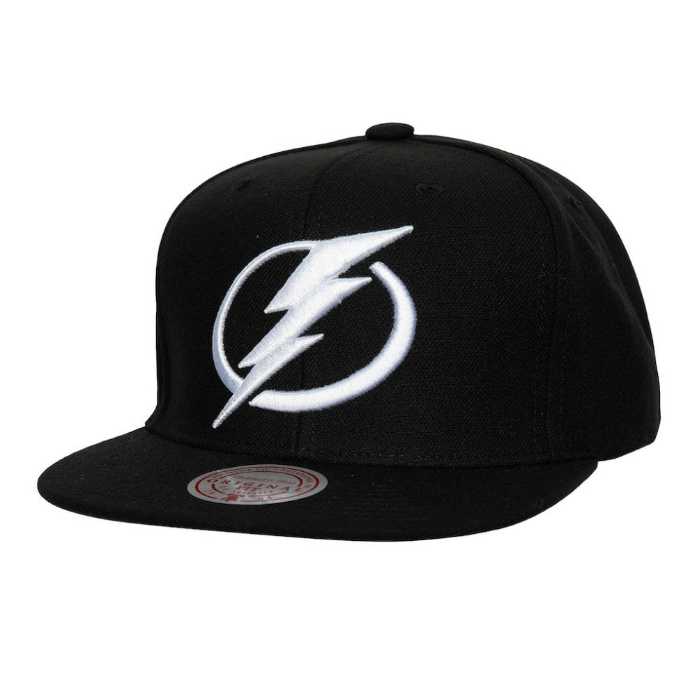 NHL Black Tampa Bay Lightning Mitchell & Ness Core Top Spot Snapback Hat