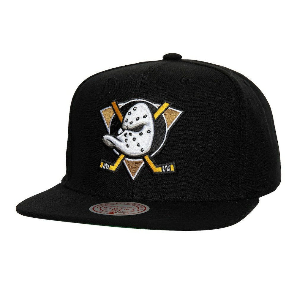 NHL Black Anaheim Ducks Mitchell & Ness Core Top Spot Snapback Hat