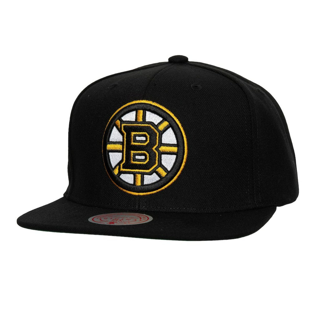 NHL Black Boston Bruins Mitchell & Ness Core Top Spot Snapback Hat