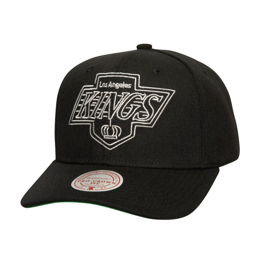 NHL Black Los Angeles Kings Mitchell & Ness Soul Strike Neon Logo Pro Crown Adjustable Hat