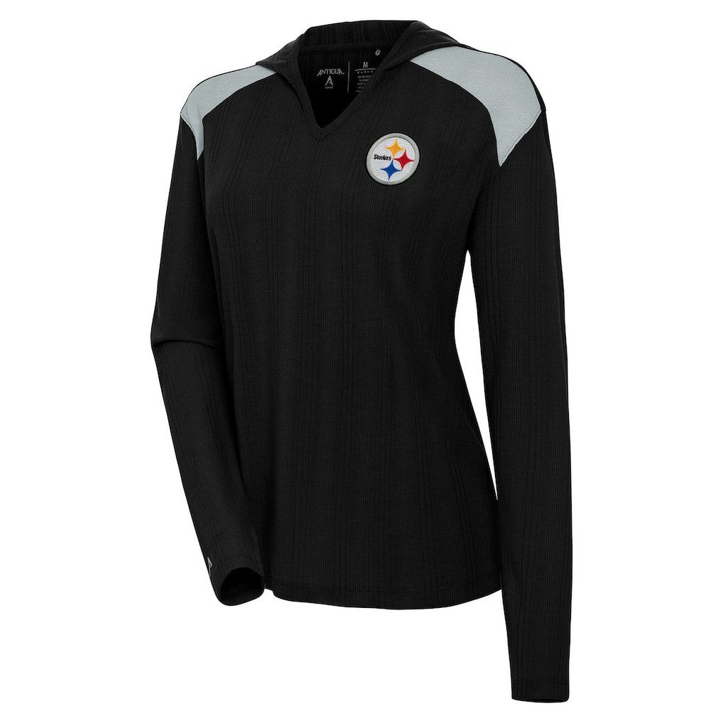 Antigua Women's Opulent Long Sleeve Hoodie T-Shirt - Pittsburgh Steelers