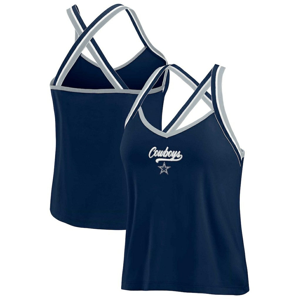 WEAR by Erin Andrews Women's Cross Strap Tri-Blend Tank Top - Dallas Cowboys