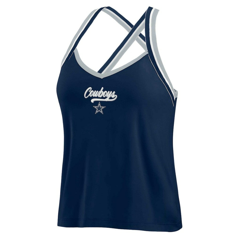 WEAR by Erin Andrews Women's Cross Strap Tri-Blend Tank Top - Dallas Cowboys