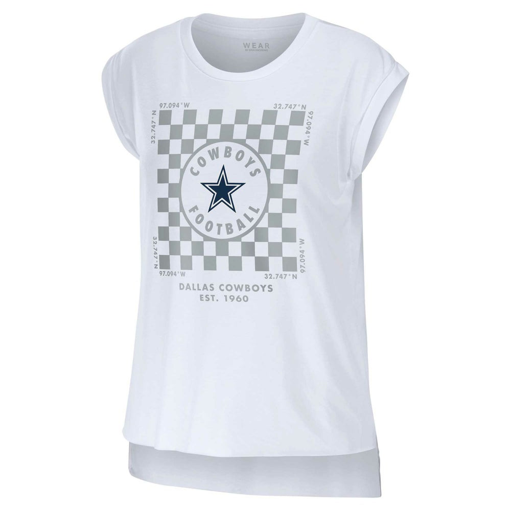 WEAR by Erin Andrews Women's Checker Muscle Tank Top - Dallas Cowboys