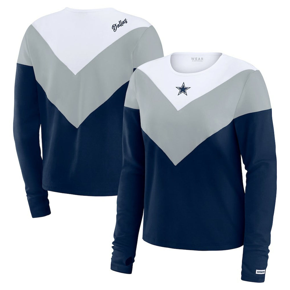 WEAR by Erin Andrews Women's Plus Size Chevron Tri-Blend Long Sleeve T-Shirt - Dallas Cowboys