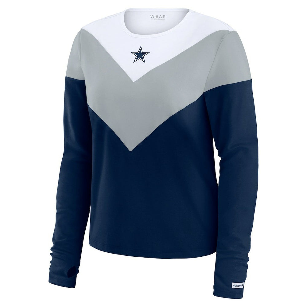 WEAR by Erin Andrews Women's Plus Size Chevron Tri-Blend Long Sleeve T-Shirt - Dallas Cowboys