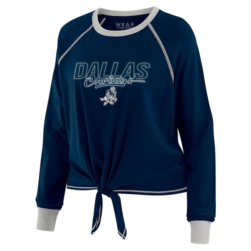 WEAR by Erin Andrews Women's Tie-Front Long Sleeve T-Shirt - Dallas Cowboys