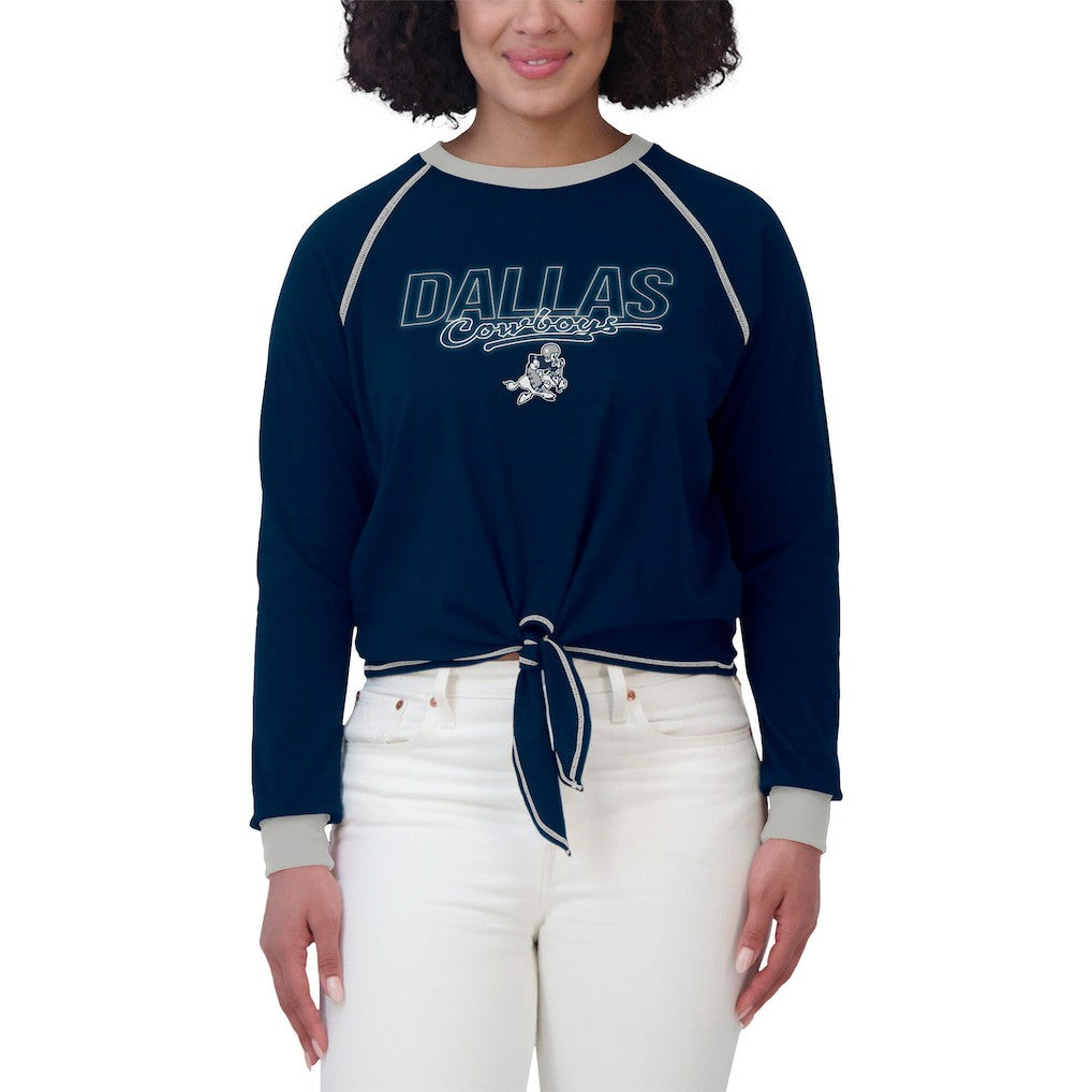 WEAR by Erin Andrews Women's Tie-Front Long Sleeve T-Shirt - Dallas Cowboys