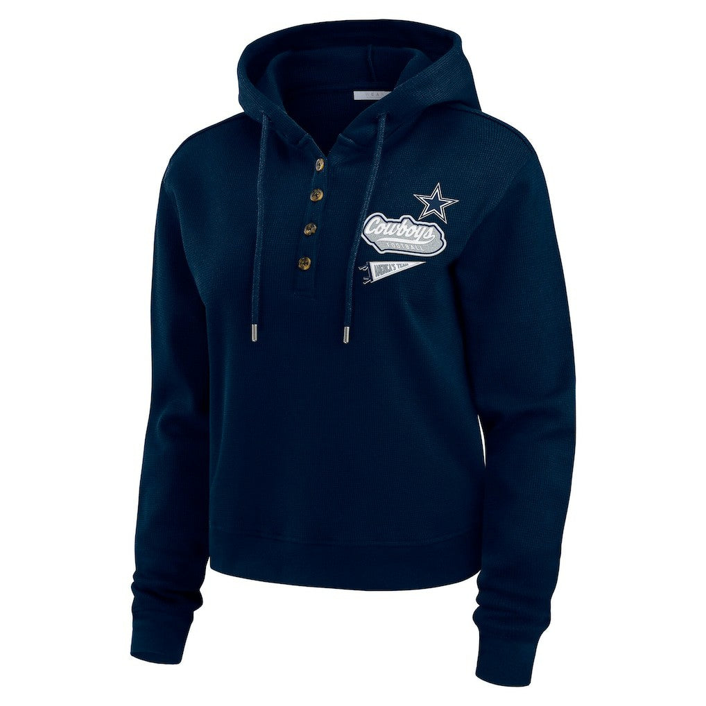 WEAR by Erin Andrews Women's Waffle-Knit Pullover Hoodie - Dallas Cowboys