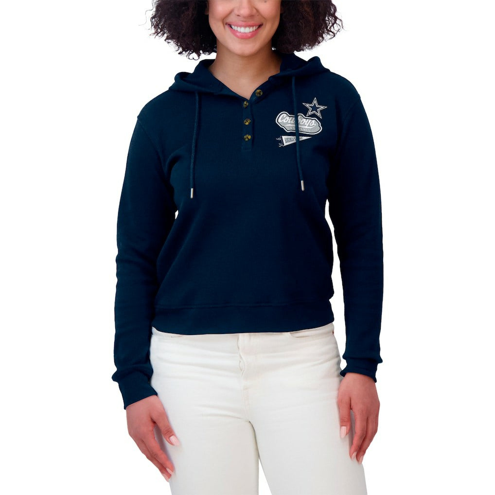 WEAR by Erin Andrews Women's Waffle-Knit Pullover Hoodie - Dallas Cowboys