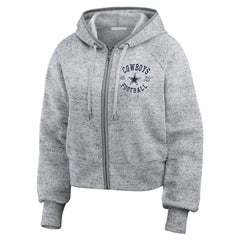 WEAR by Erin Andrews Women's Speckled Fleece Cropped Full-Zip Hoodie - Dallas Cowboys