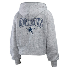 WEAR by Erin Andrews Women's Speckled Fleece Cropped Full-Zip Hoodie - Dallas Cowboys