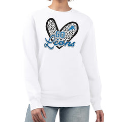 G-III 4Her by Carl Banks Women's Leopard Heart Pullover Sweatshirt - Detroit Lions